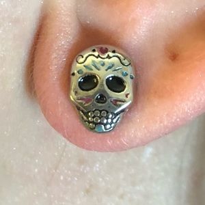 Boutique silver skull earring studs (Nickel-free)